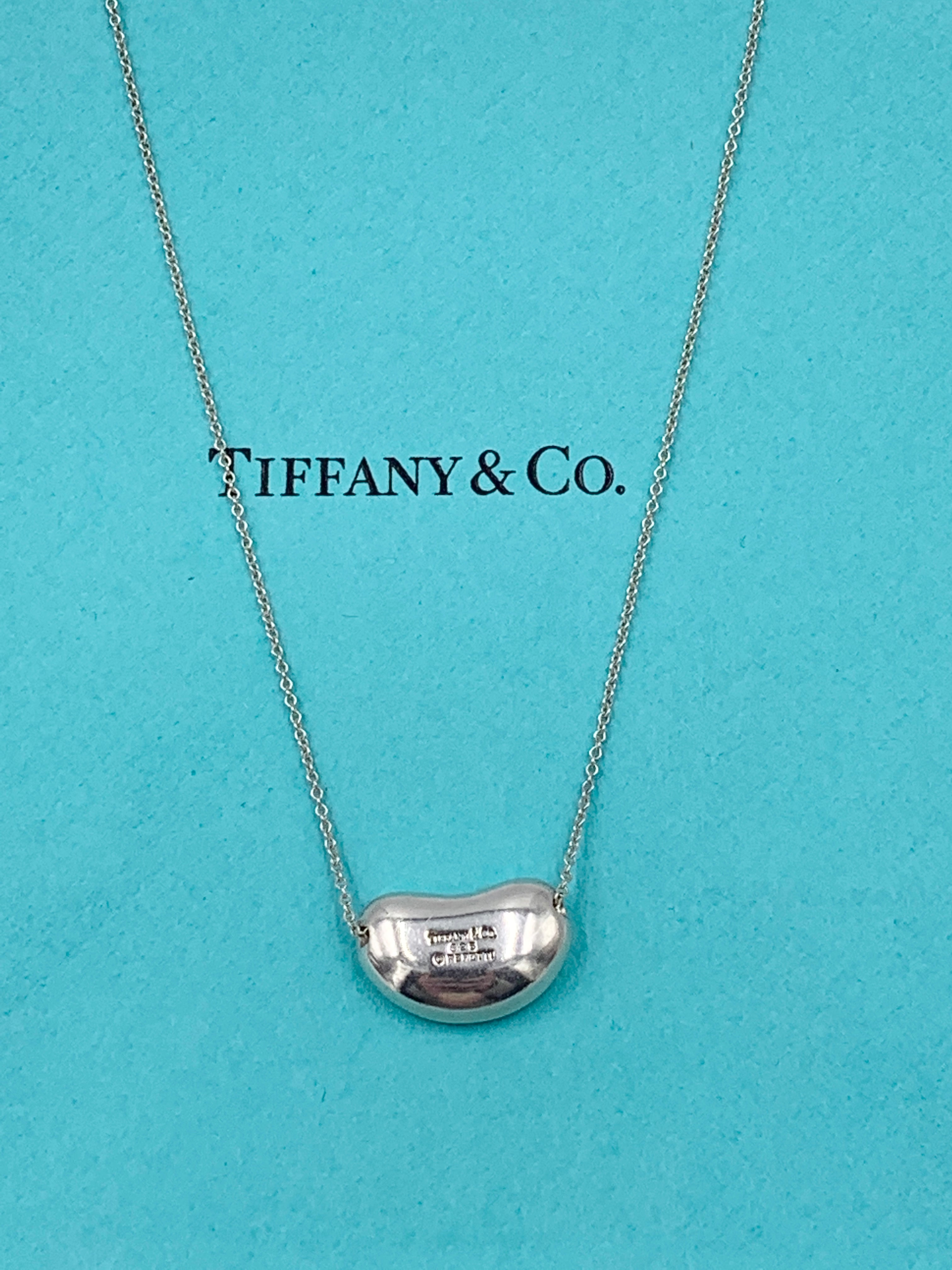 Tiffany & Co Elsa Peretti 925 Silver 18mm Large Bean Necklace