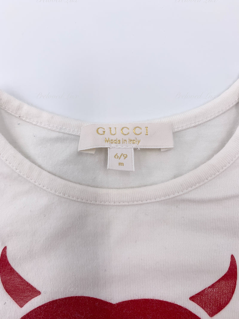 Kids - Gucci Children Short Sleeves Top White with Logo Size 6/9 months