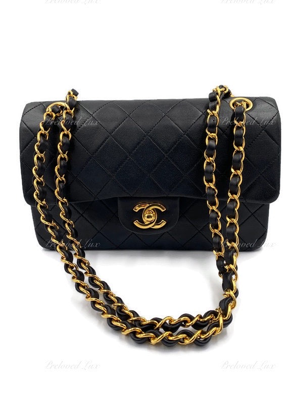 Chanel Timeless Classic Small Double Flap Bag In Black Quilted Lambskin And  24K Gold-Plated Hardware