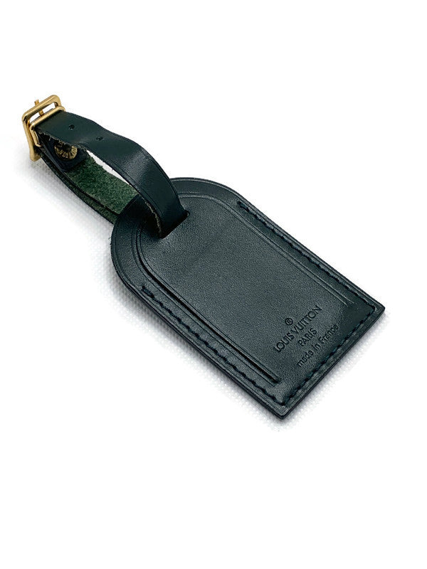 Authentic Louis Vuitton Large Dark Green Leather Luggage Tag