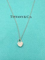 Sold-Tiffany & Co 925 Silver Return to Tiffany Heart Lock with Necklace