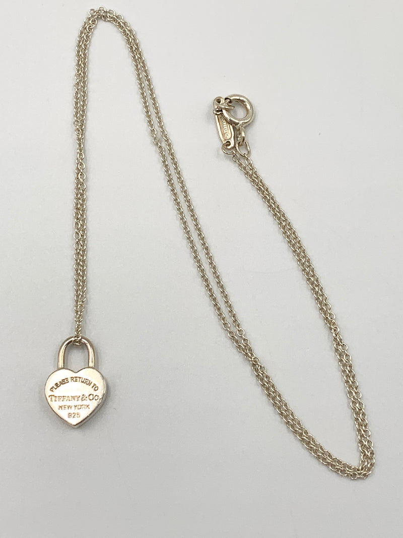 Sold-Tiffany & Co 925 Silver Return to Tiffany Heart Lock with Necklace