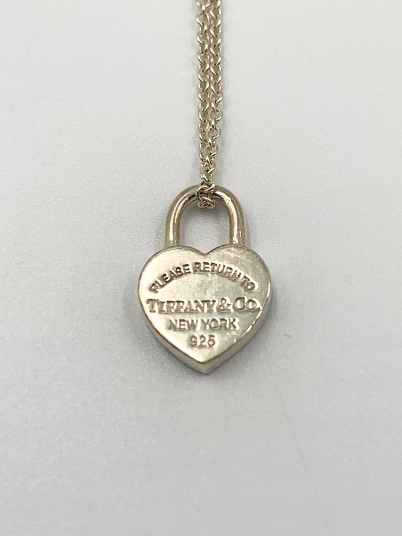 Sold-Tiffany & Co 925 Silver Return to Tiffany Heart Lock with Necklace