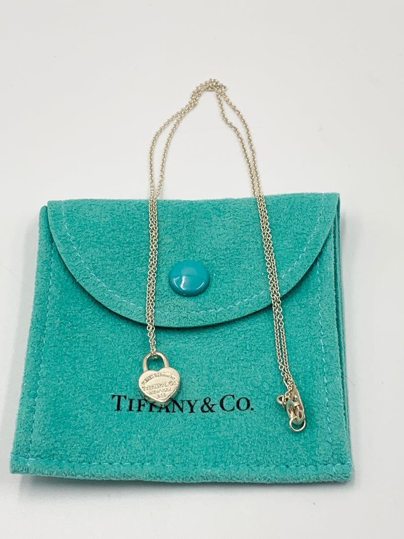 Sold-Tiffany & Co 925 Silver Return to Tiffany Heart Lock with Necklace