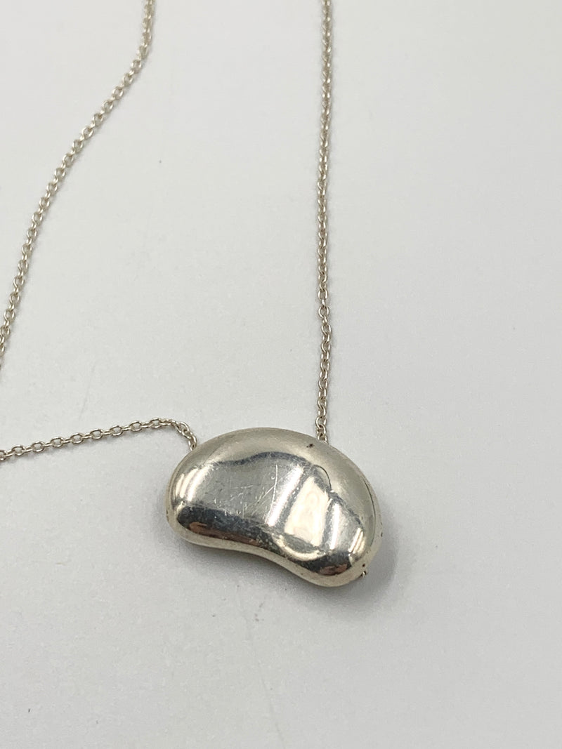 Sold-Tiffany & Co Elsa Peretti 925 Silver 18mm Large Bean Necklace