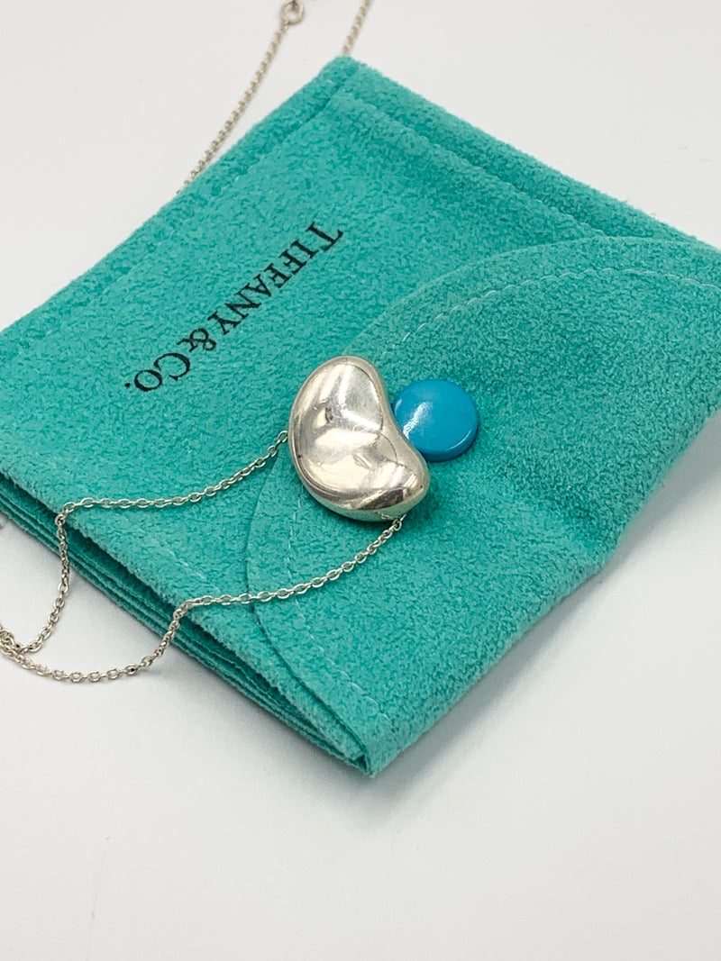 Sold-Tiffany & Co Elsa Peretti 925 Silver 18mm Large Bean Necklace