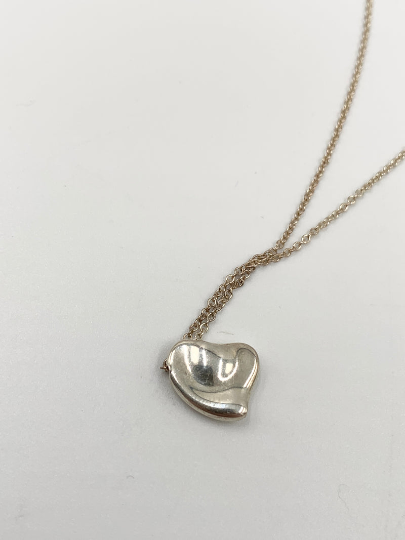 Tiffany & Co Elsa Peretti Silver Solid Full Heart Pendant Necklace