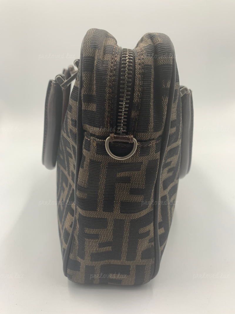 FENDI Zucca  FF Logo Monogram Brown Bag