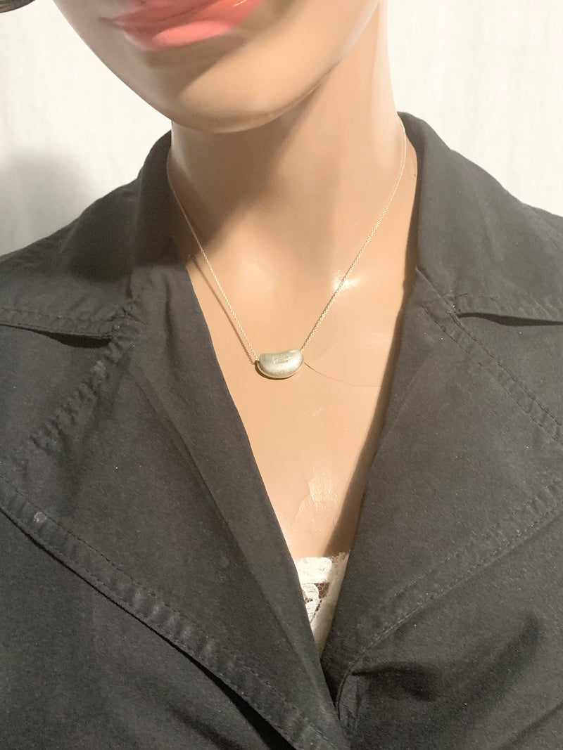 Tiffany & Co Elsa Peretti 925 Silver 18mm Large Bean Necklace