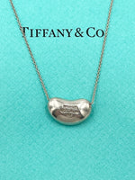 Sold-Tiffany & Co Elsa Peretti 925 Silver 18mm Large Bean Necklace
