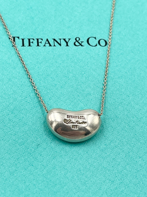 Sold-Tiffany & Co Elsa Peretti 925 Silver 18mm Large Bean Necklace