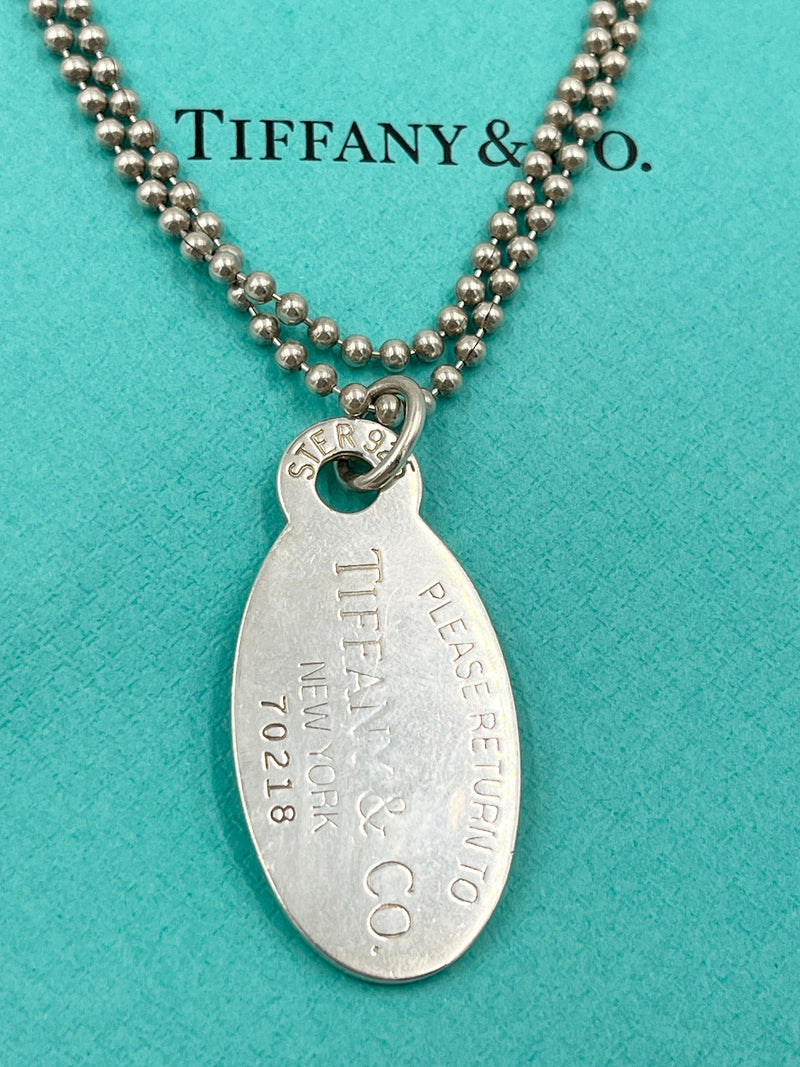 Tiffany & Co 925 Silver Return to Tiffany Oval Tag Long Necklace