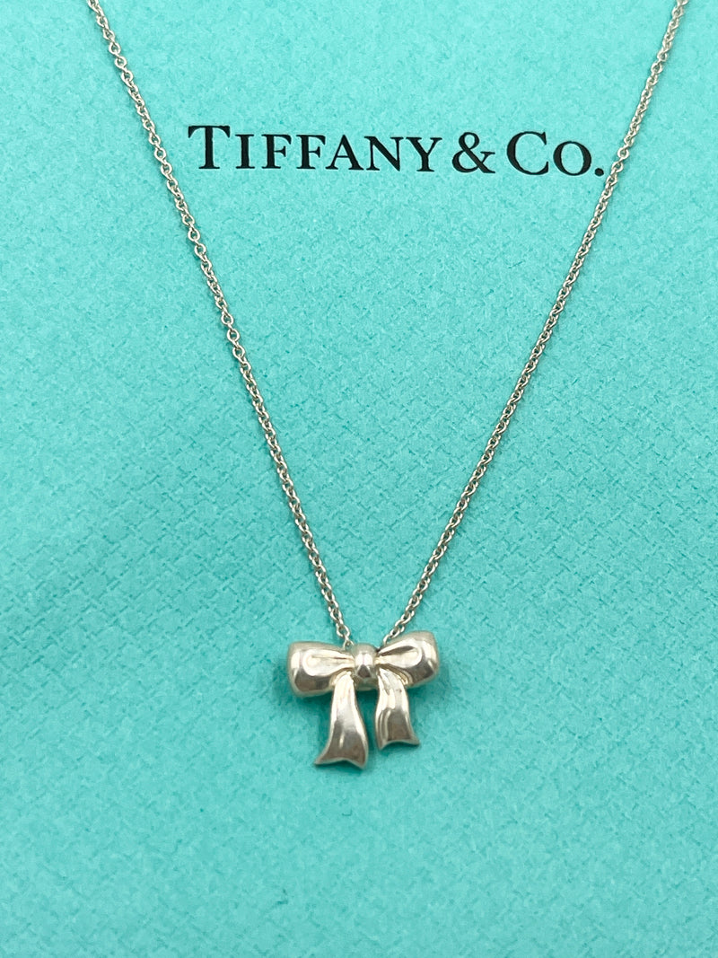 Tiffany & Co Sterling Silver 925 Bow Pendant Necklace