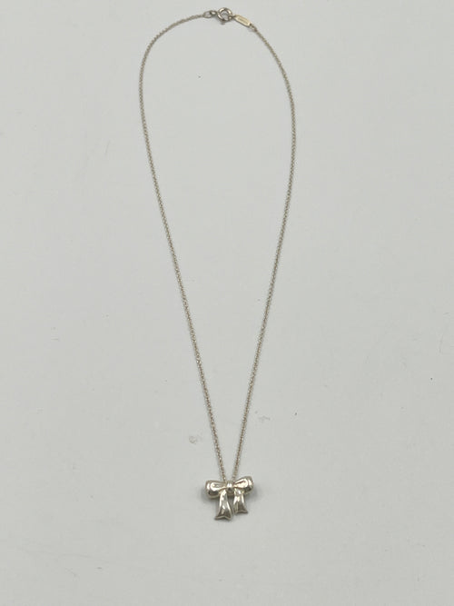 Tiffany & Co Sterling Silver 925 Bow Pendant Necklace