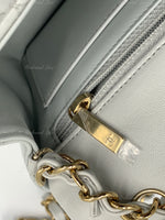 CHANEL Classic Grey Lambskin Mini Rectangular Crossbody Bag in Gold Hardware