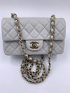 CHANEL Classic Grey Lambskin Mini Rectangular Crossbody Bag in Gold Hardware