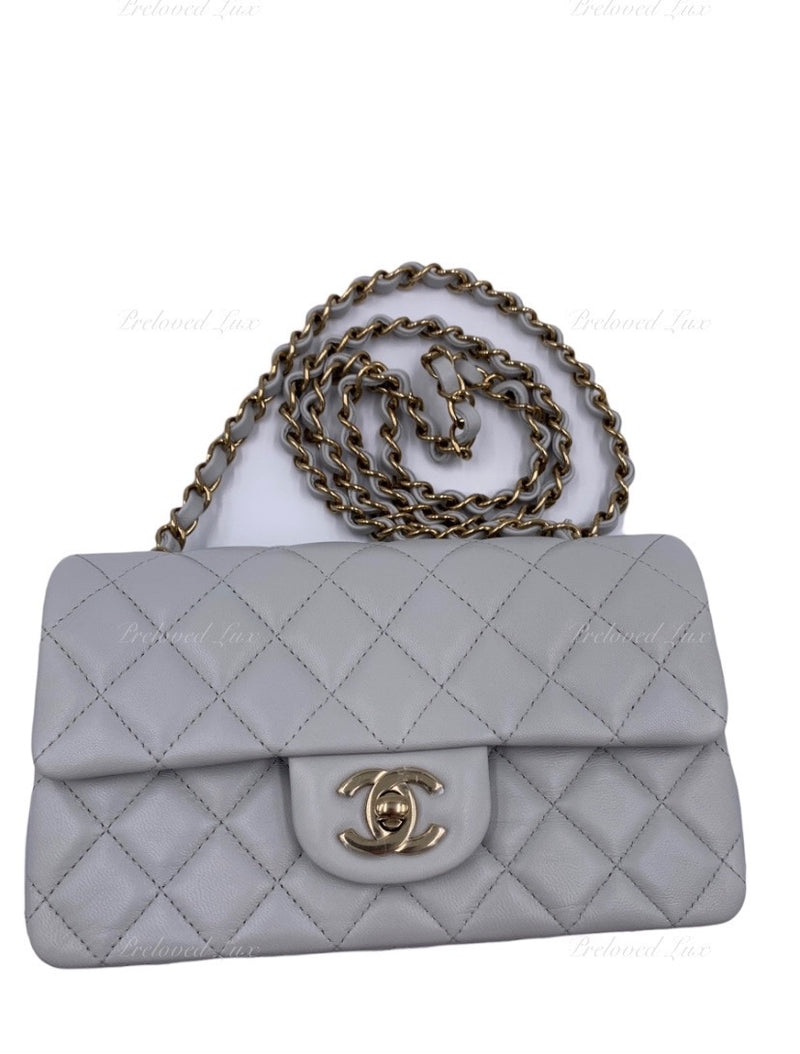 Chanel Quilted Dark Grey Lambskin Square Mini Classic Flap GHW 31ca624s at  1stDibs