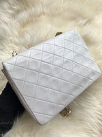 CHANEL Classic Lambskin Chain Mini Square Flap Bag White/ Gold hardware