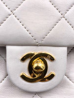 CHANEL Classic Lambskin Chain Mini Square Flap Bag White/ Gold hardware