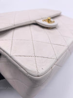 CHANEL Classic Lambskin Chain Mini Square Flap Bag White/ Gold hardware