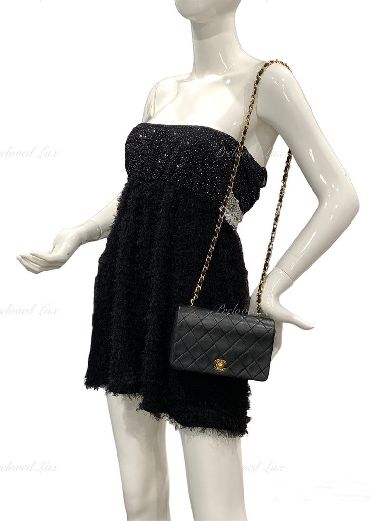 Chanel Vintage Black Satin Mini Square Flap Bag