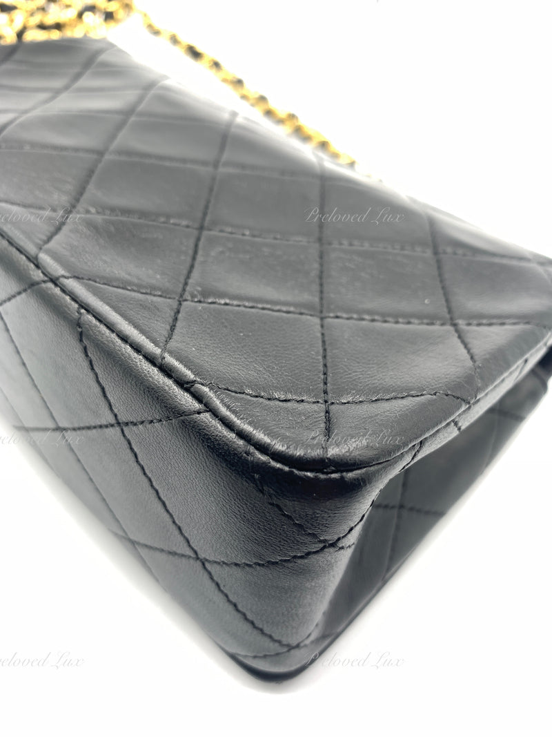 CHANEL Vintage Lambskin Small Full Flap Bag black/gold hardware