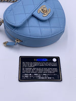 CHANEL Lambskin Blue Small Heart Crossbody Chain Bag Gold Hardware