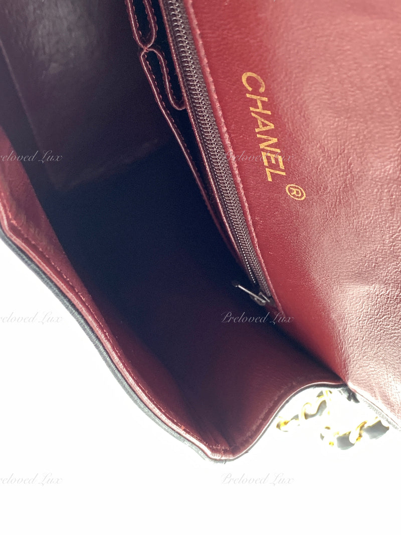 Sold-CHANEL Classic Lambskin Double Flap Medium Square Bag Black / Gold Hardware