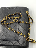 Sold-CHANEL Classic Lambskin Double Flap Medium Square Bag Black / Gold Hardware