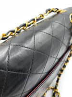 Sold-CHANEL Classic Lambskin Double Flap Medium Square Bag Black / Gold Hardware