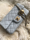 CHANEL Grey Lambskin Mini Rectangular Pearl Crush Flap Bag