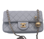 CHANEL Grey Lambskin Mini Rectangular Pearl Crush Flap Bag