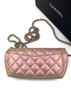 CHANEL Iridescent Pink Calfskin Mini Flap Crossbody Bag in Silver Hardware