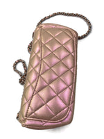 CHANEL Iridescent Pink Calfskin Mini Flap Crossbody Bag in Silver Hardware