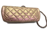 CHANEL Iridescent Pink Calfskin Mini Flap Crossbody Bag in Silver Hardware