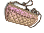CHANEL Iridescent Pink Calfskin Mini Flap Crossbody Bag in Silver Hardware