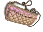 CHANEL Iridescent Pink Calfskin Mini Flap Crossbody Bag in Silver Hardware