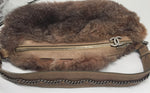 Sold-CHANEL Outdoor Ligne Hobo Fur with Leather Medium grey/brown