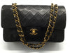 Sold-CHANEL Classic Lambskin Double Chain Double Medium Flap Bag black/gold