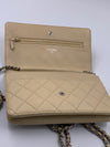 Sold-CHANEL CC Wallet-on-the-chain WOC Caviar Crossbody Bag - Beige