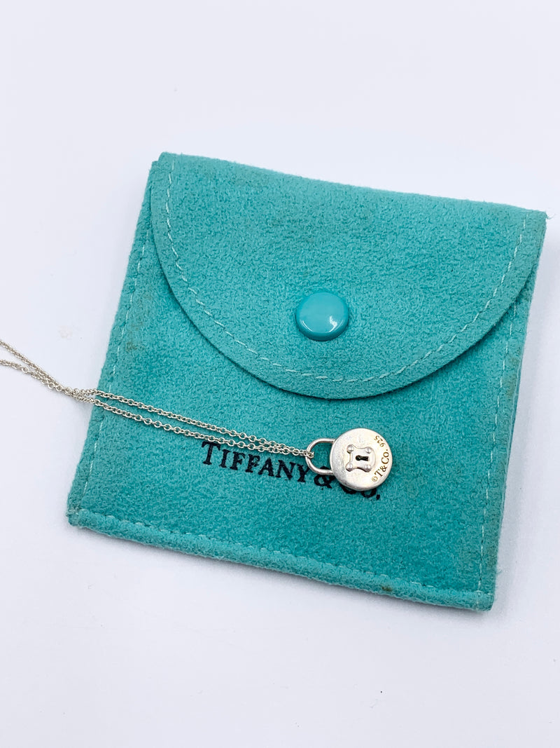 Sold-Tiffany & Co 925 Silver Pad Lock Necklace