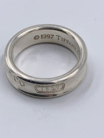 Sold-Tiffany & Co 925 Silver 1837 Medium Ring Size 9