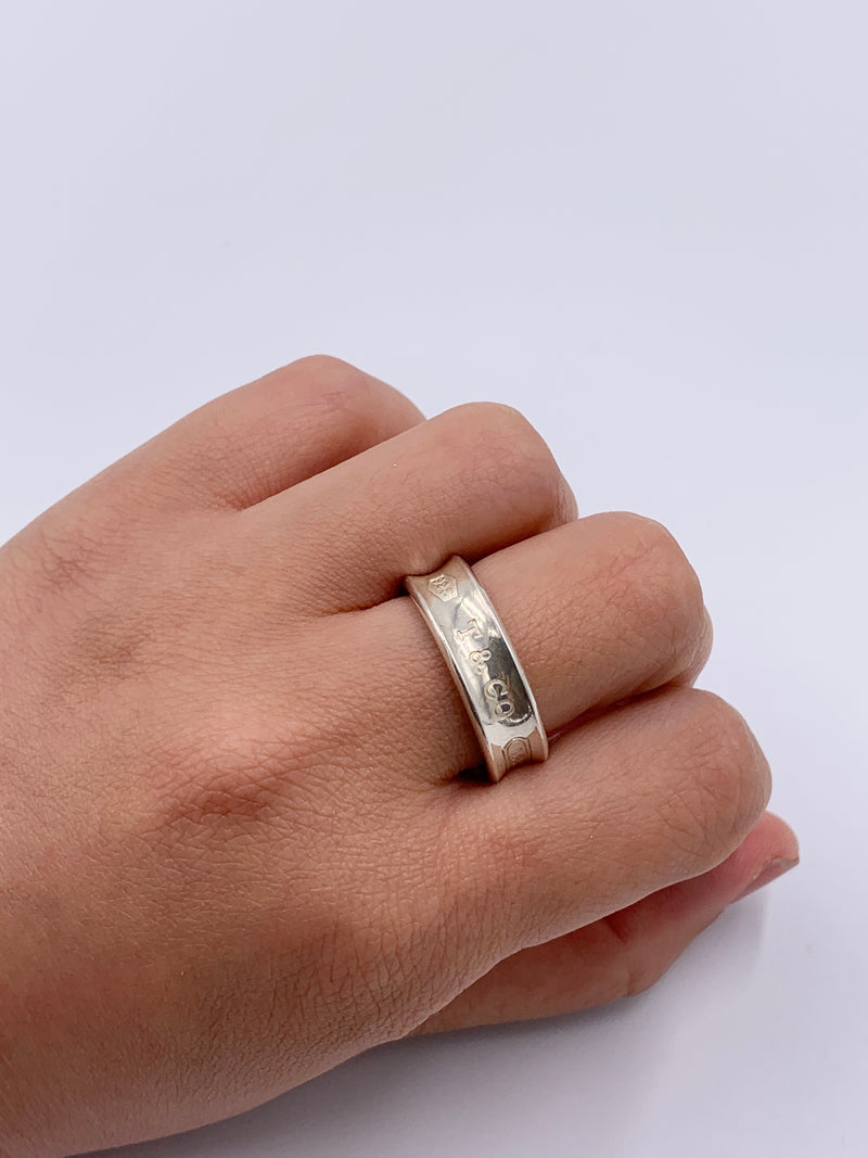 Sold-Tiffany & Co 925 Silver 1837 Medium Ring Size 9