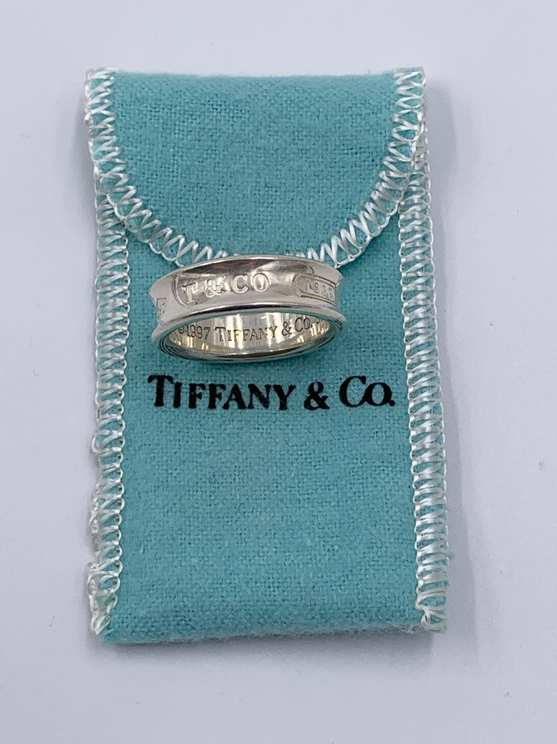 Sold-Tiffany & Co 925 Silver 1837 Medium Ring Size 9