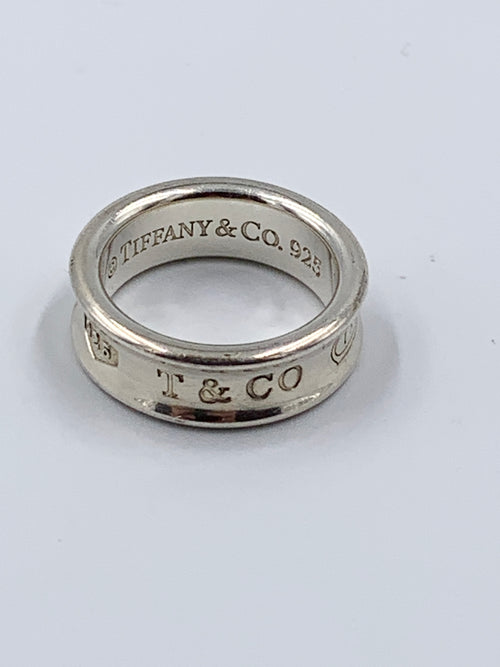 Sold-Tiffany & Co 925 Silver 1837 Medium Ring Size 6