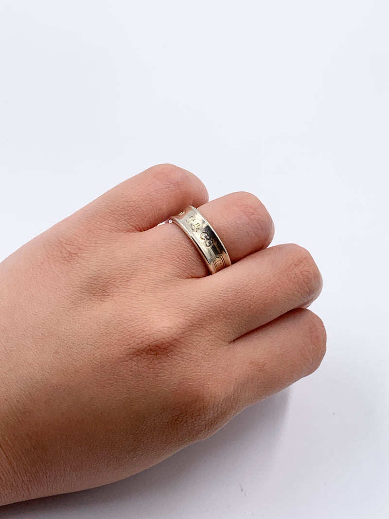 Sold-Tiffany & Co 925 Silver 1837 Medium Ring Size 6