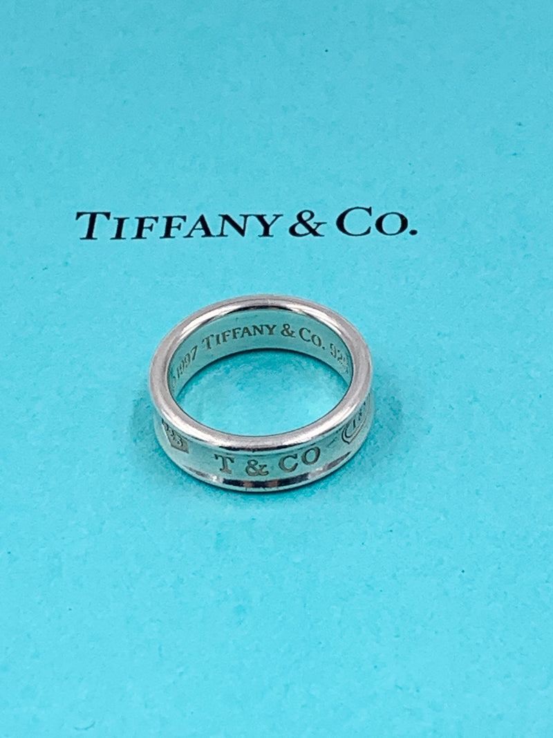 Sold-Tiffany & Co 925 Silver 1837 Medium Ring Size 8