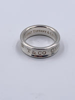 Sold-Tiffany & Co 925 Silver 1837 Medium Ring Size 8