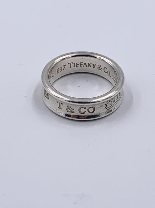 Sold-Tiffany & Co 925 Silver 1837 Medium Ring Size 8