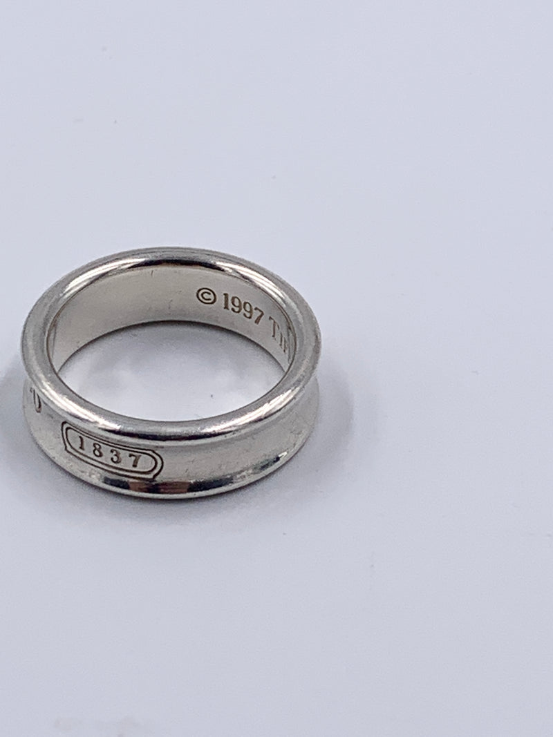 Sold-Tiffany & Co 925 Silver 1837 Medium Ring Size 8